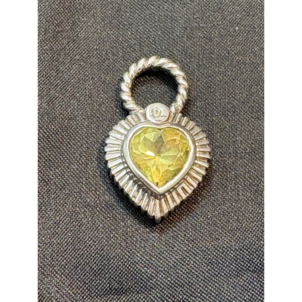 Sterling Silver Citrine Heart Pendant with Rope Bail — Pendant Only